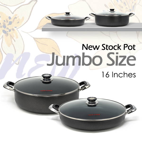 ACE COOK New 16 Inches Jumbo Size Stock Pots