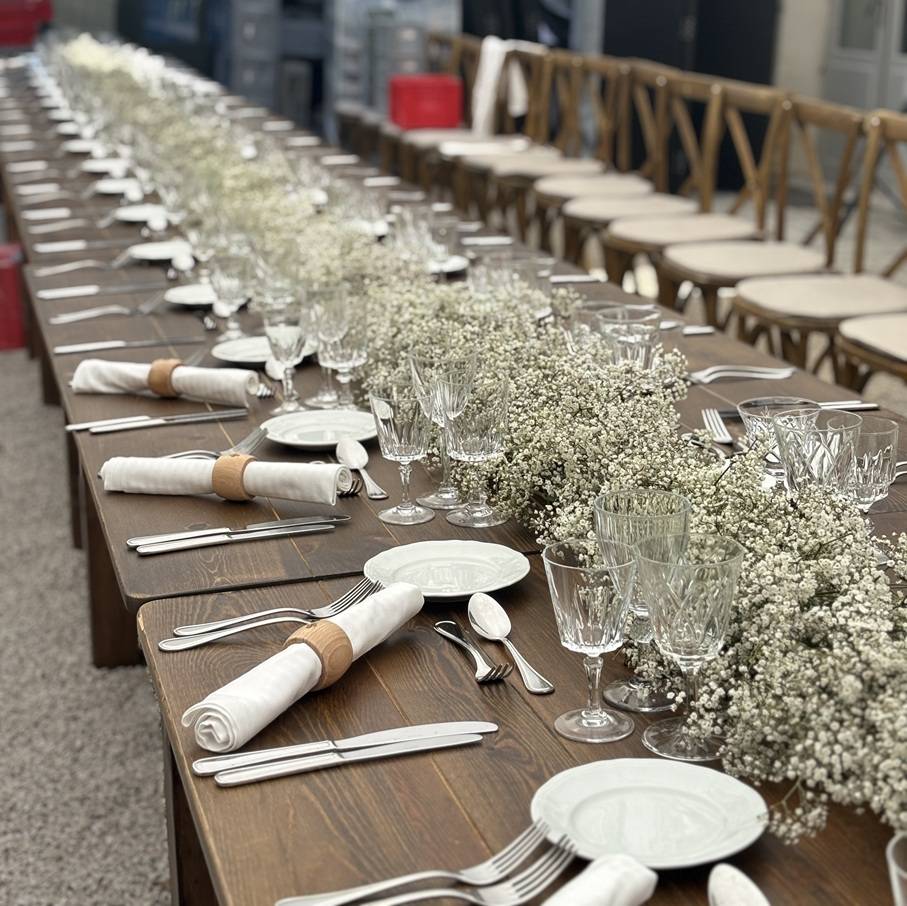 Chemin de table en Gypsophine