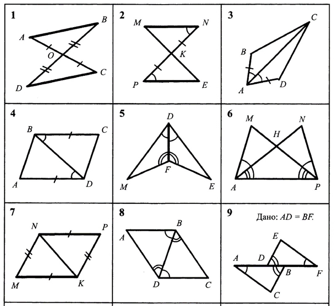 Задача на тему признаки равенства треугольников. Три признака равенства треугольников 7 класс геометрия. Доказать равенство треугольников 7 класс. Решение задач на признаки равенства треугольников. Задачи на второй и третий признаки равенства треугольников 7 класс.