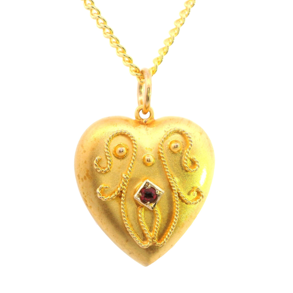 Gold Garnet Heart Pendant - Image 3