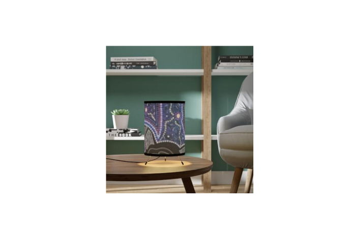 Artistic Printed Shade Tripod Lamp, Modern Home Decor beatifuly purple look with Art design - Image 3