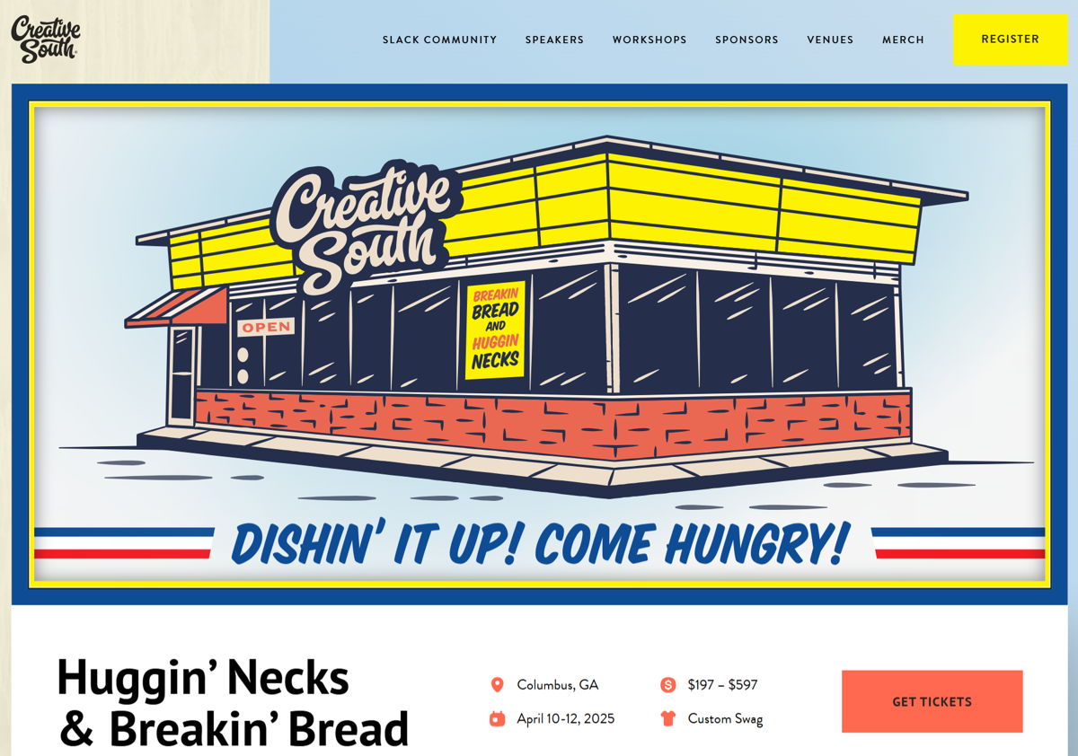 Screenshot of Creative South 2026, from the workshop websites collection.