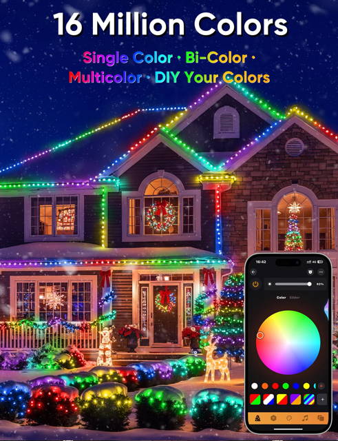 Ollny's 640 leds 262ft clear cable warm white/multi-color string lights are super long