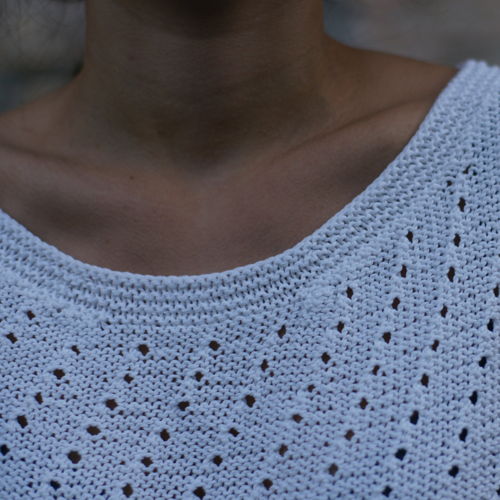 SUZANNE, a beautiful lady summery jumper/top in a lace pattern in DK-weight cotton