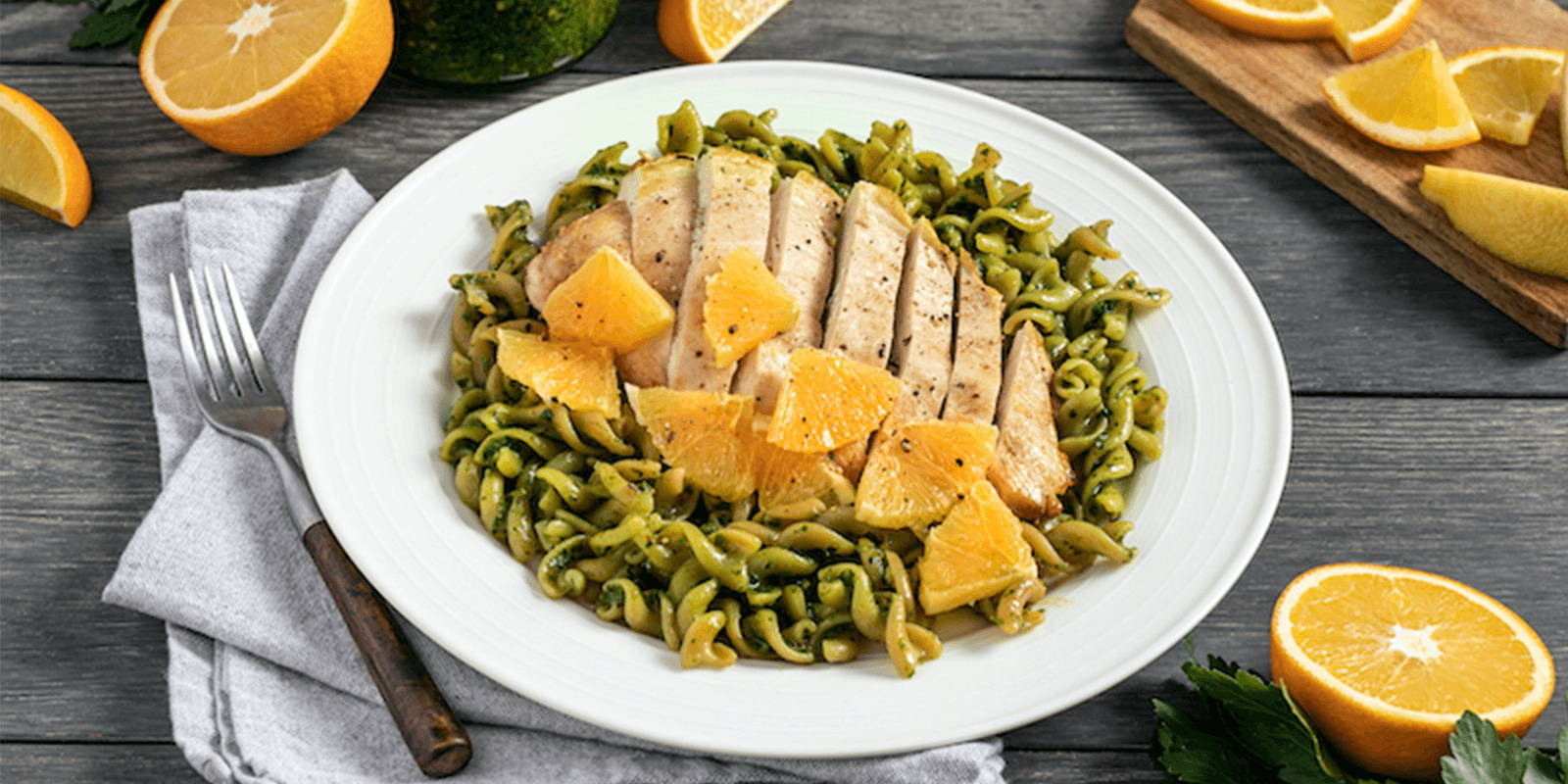 Citrus Chicken with Effortless Summer Pesto & ZENB Rotini.