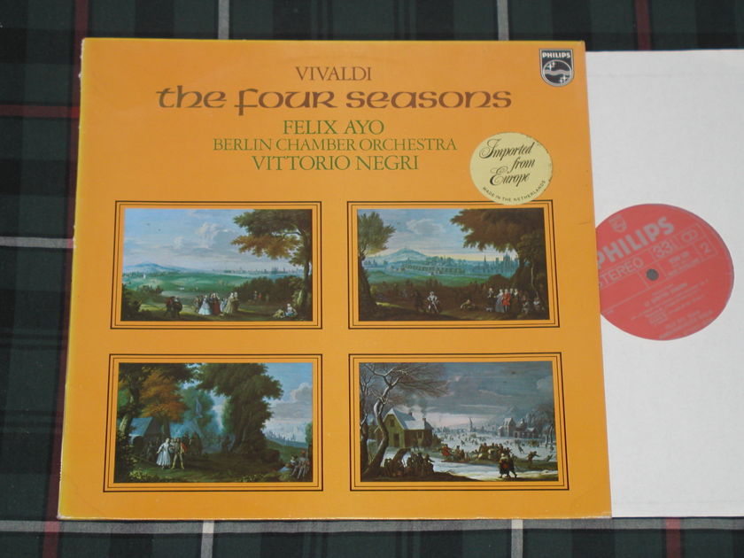 Felix Ayo/Vittorio Negro/Berlin Chamber Orchestra - Vivaldi "The Four Seasons" Philips Import Pressing 96500 100 Holland pressing