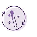 purple wax stick circled by two arrows