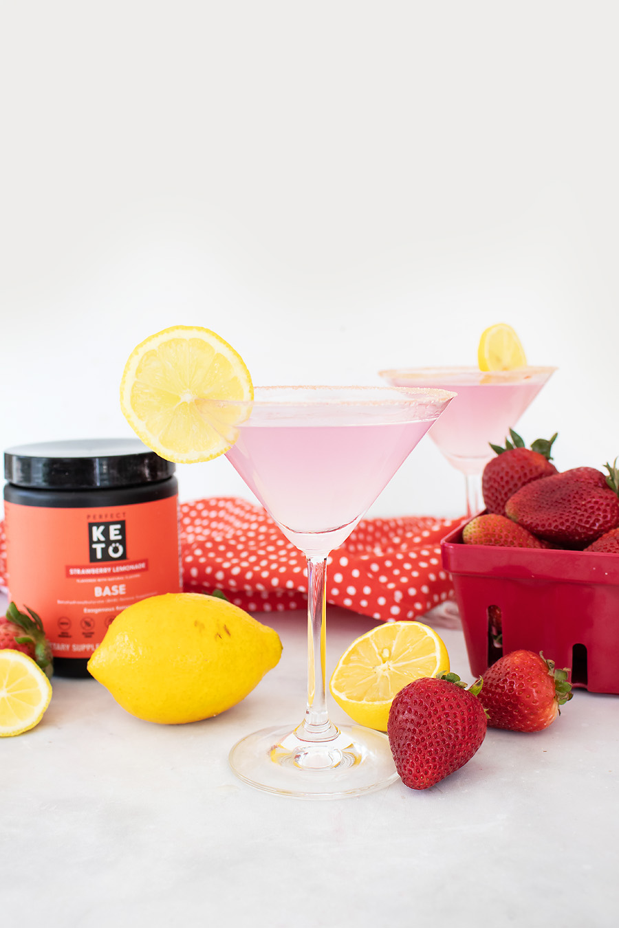 Keto strawberry lemon drop martini