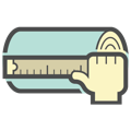 Hardwood being measured icon