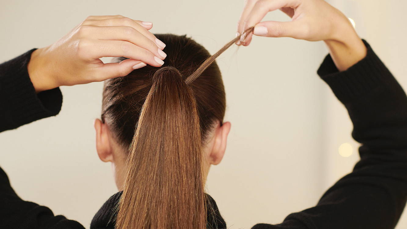 Slicked back ponytail Davines