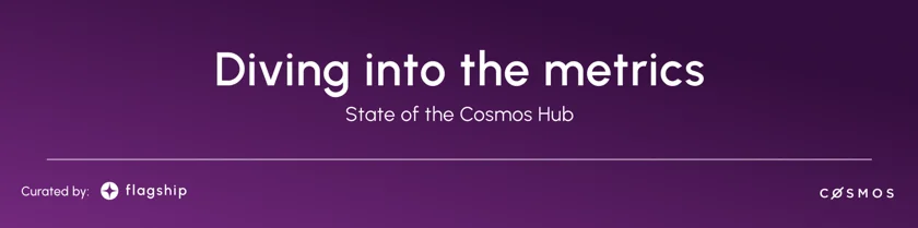 A header which shows "diving deep into the metrics" and the state of the Cosmos Hub