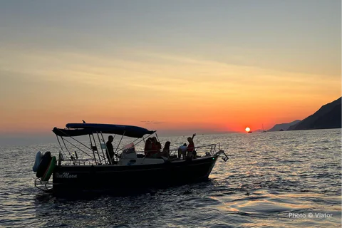 Aperitif on a boat at sunset, Porto Venere and islands