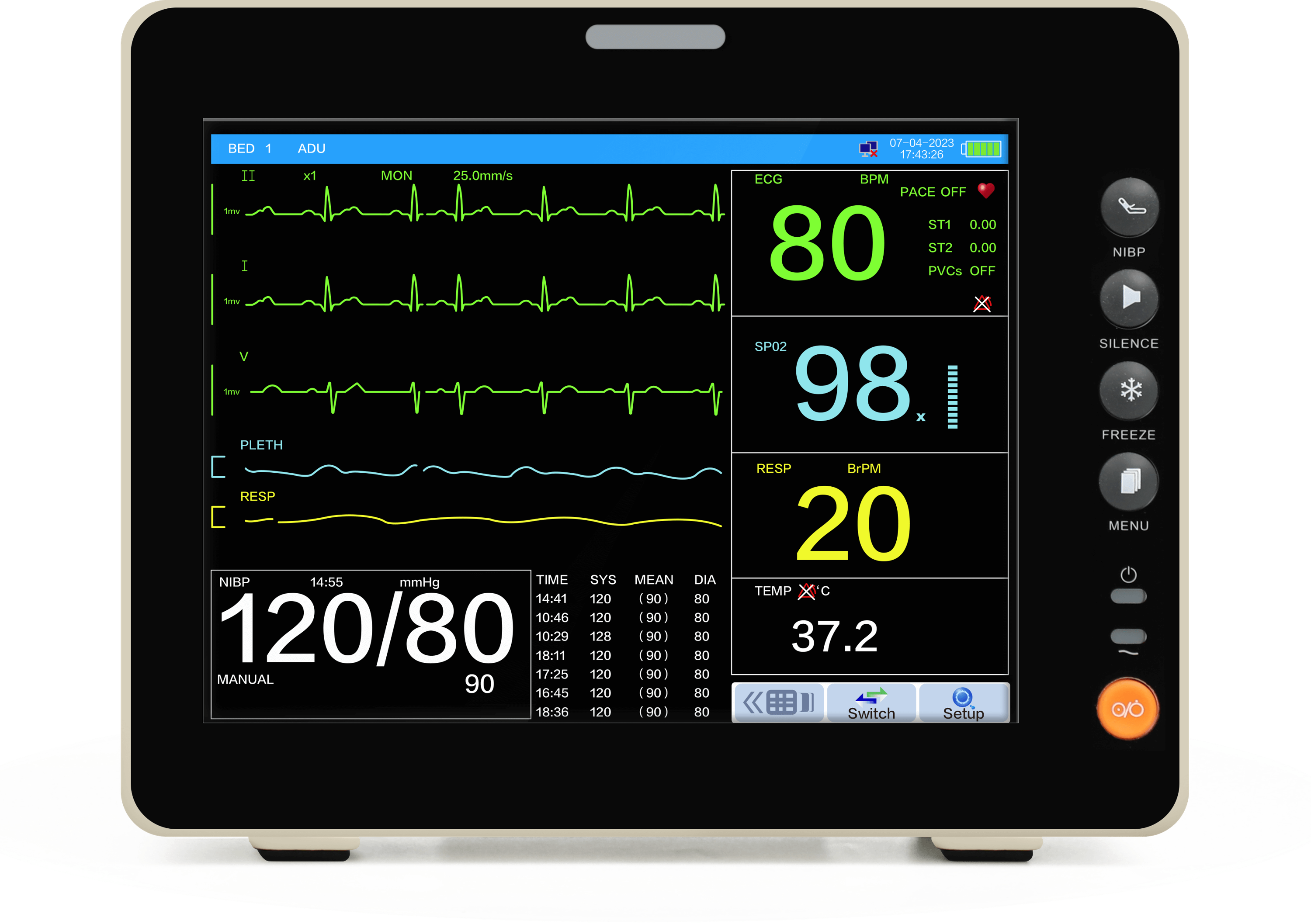 wellue 8 inch patient monitor with touchscreen