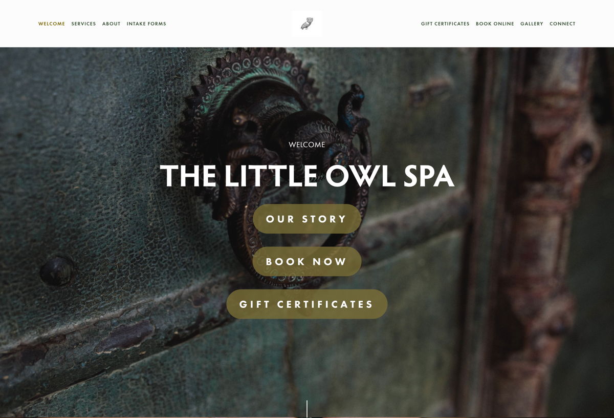 Screenshot of The Little Owl Spa, from the spa websites collection.