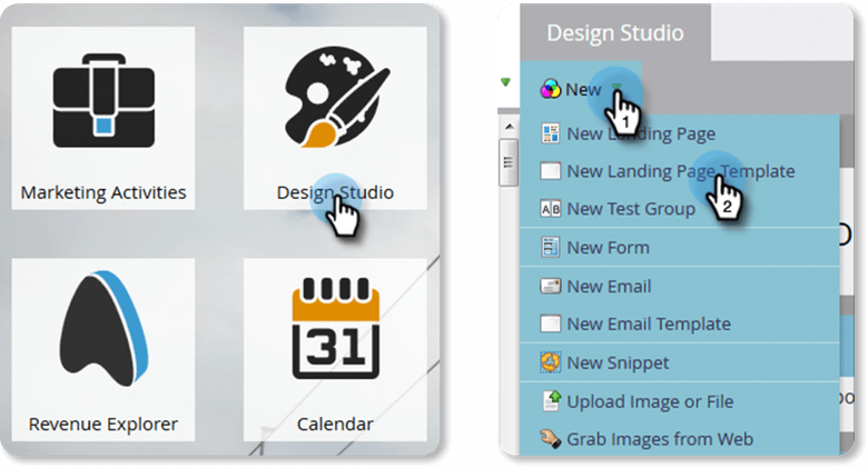 Creating a new landing page in Marketo Design Studio 