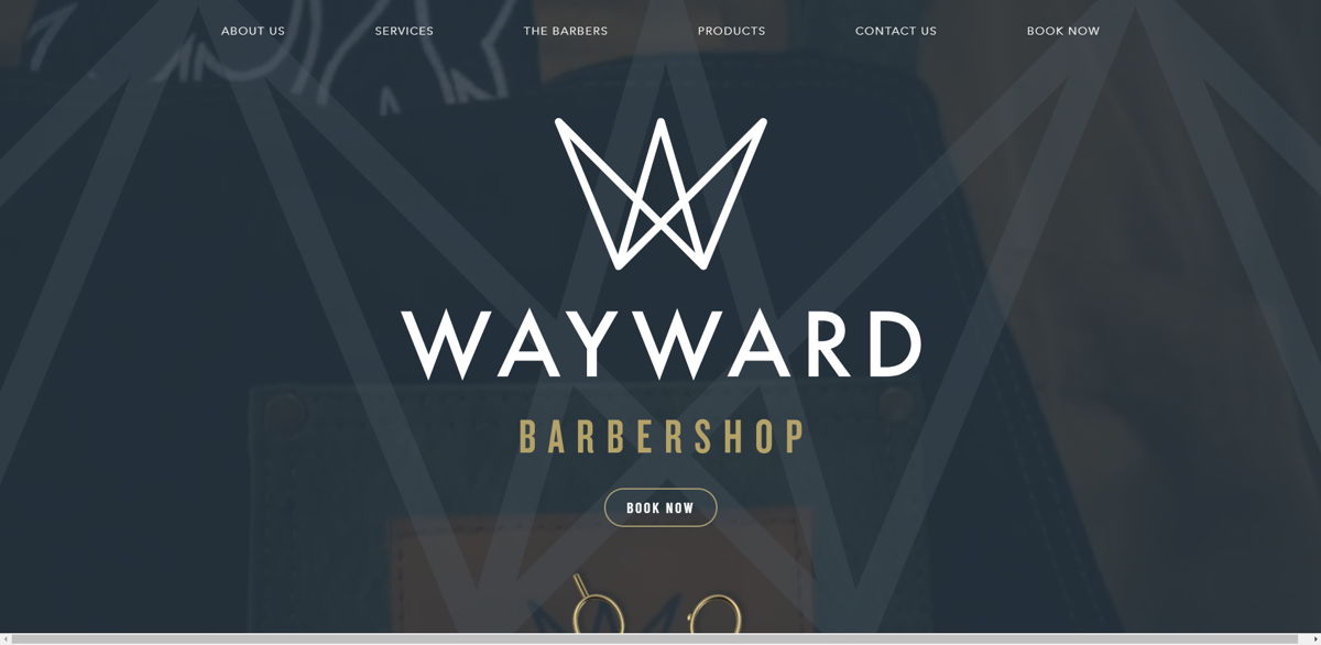 Screenshot of Wayward Barbershop, from the barber & barbershop websites collection.