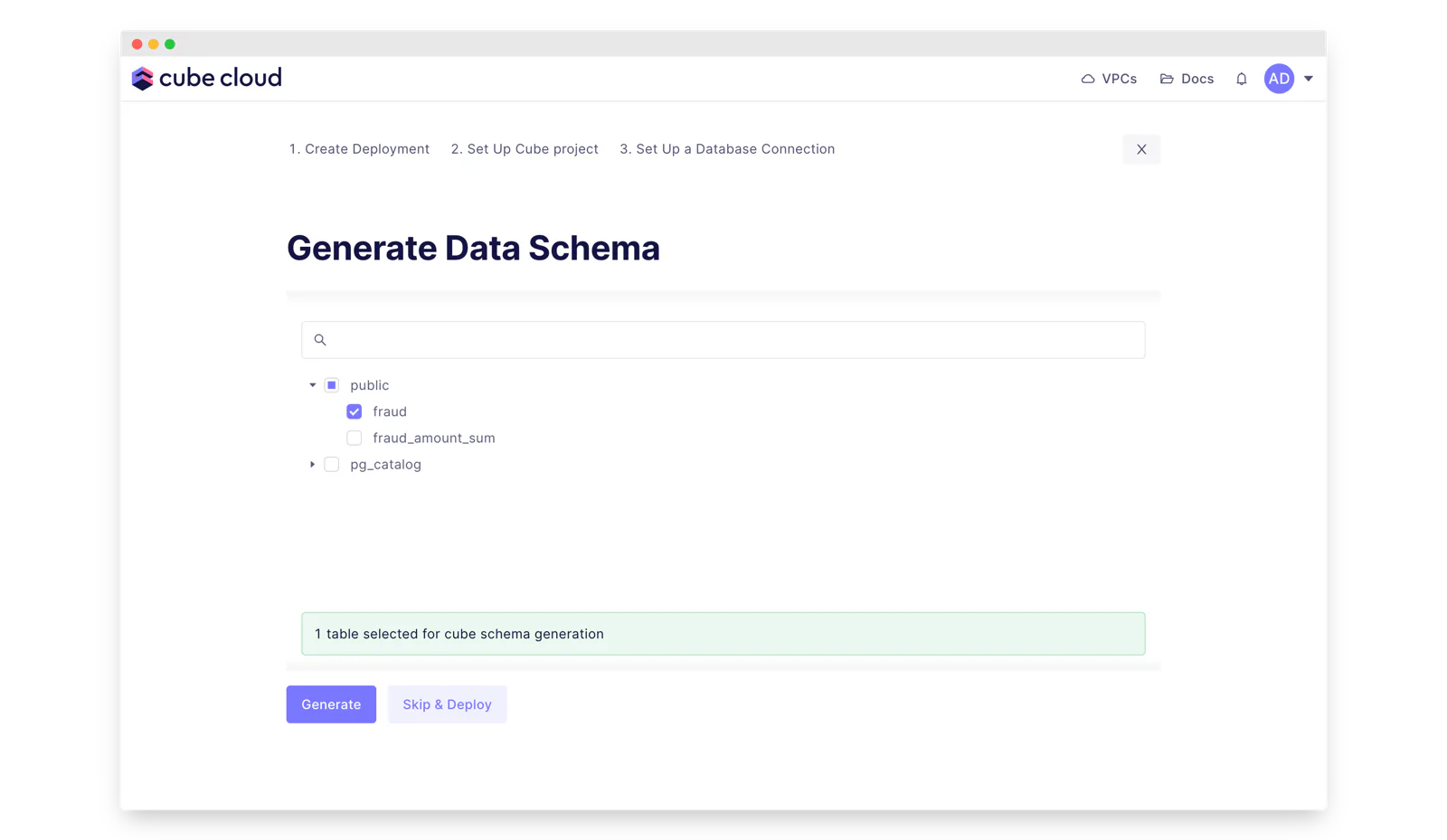 generate data model in cube