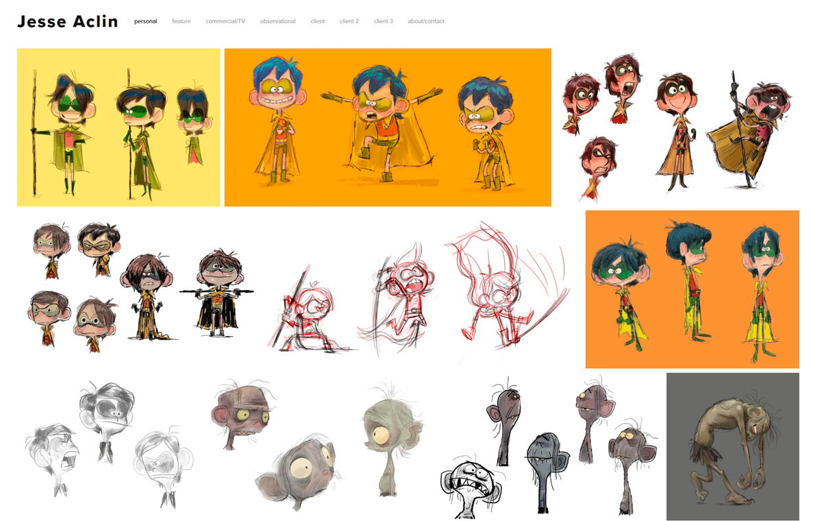 Screenshot of Jesse Aclin, from the character design portfolios collection.