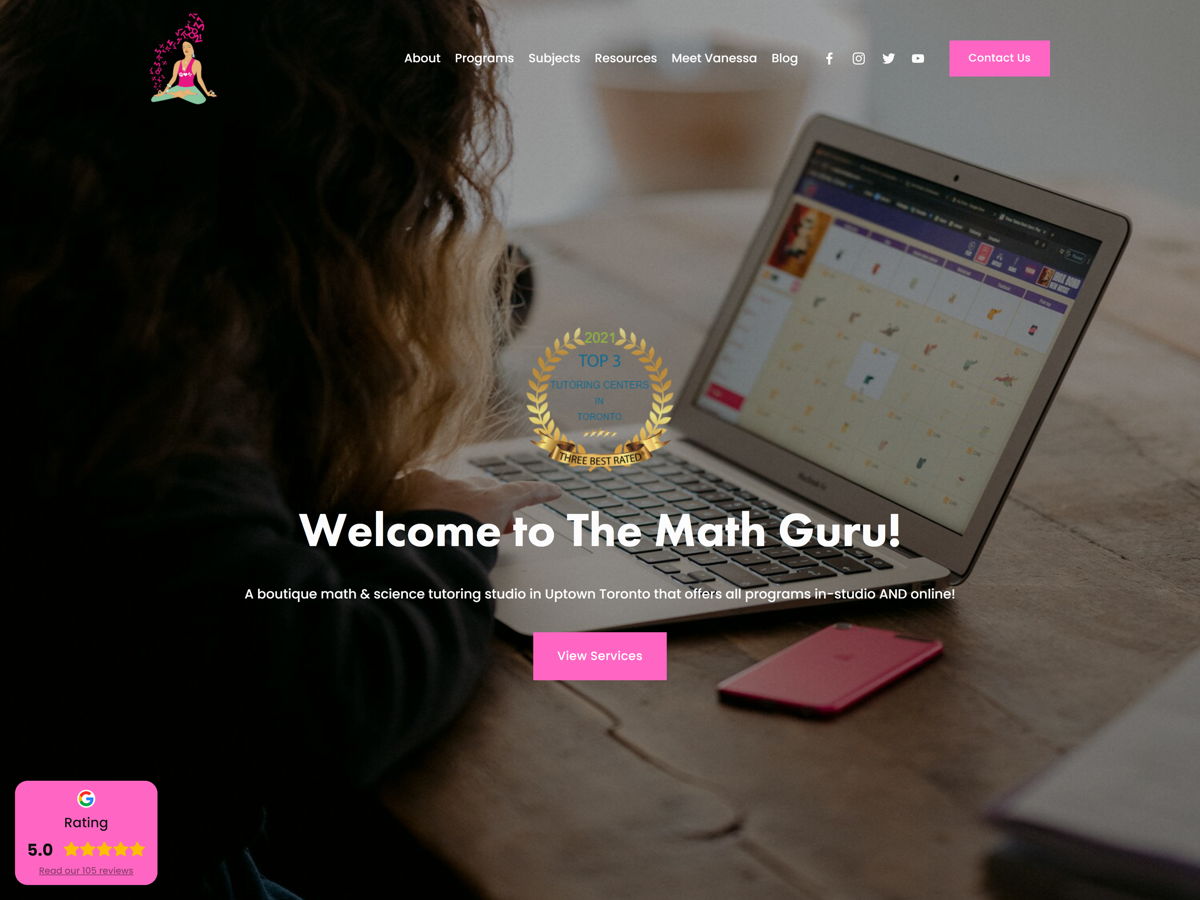 Screenshot of The Math Guru, from the teacher & educator websites collection.