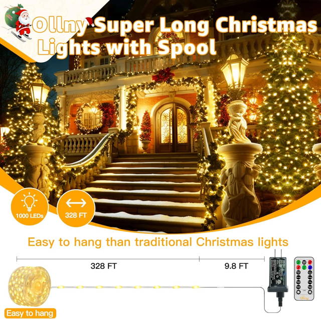 Ollny's 800 leds cool white wedding fairy lights are safe to touch and power saving