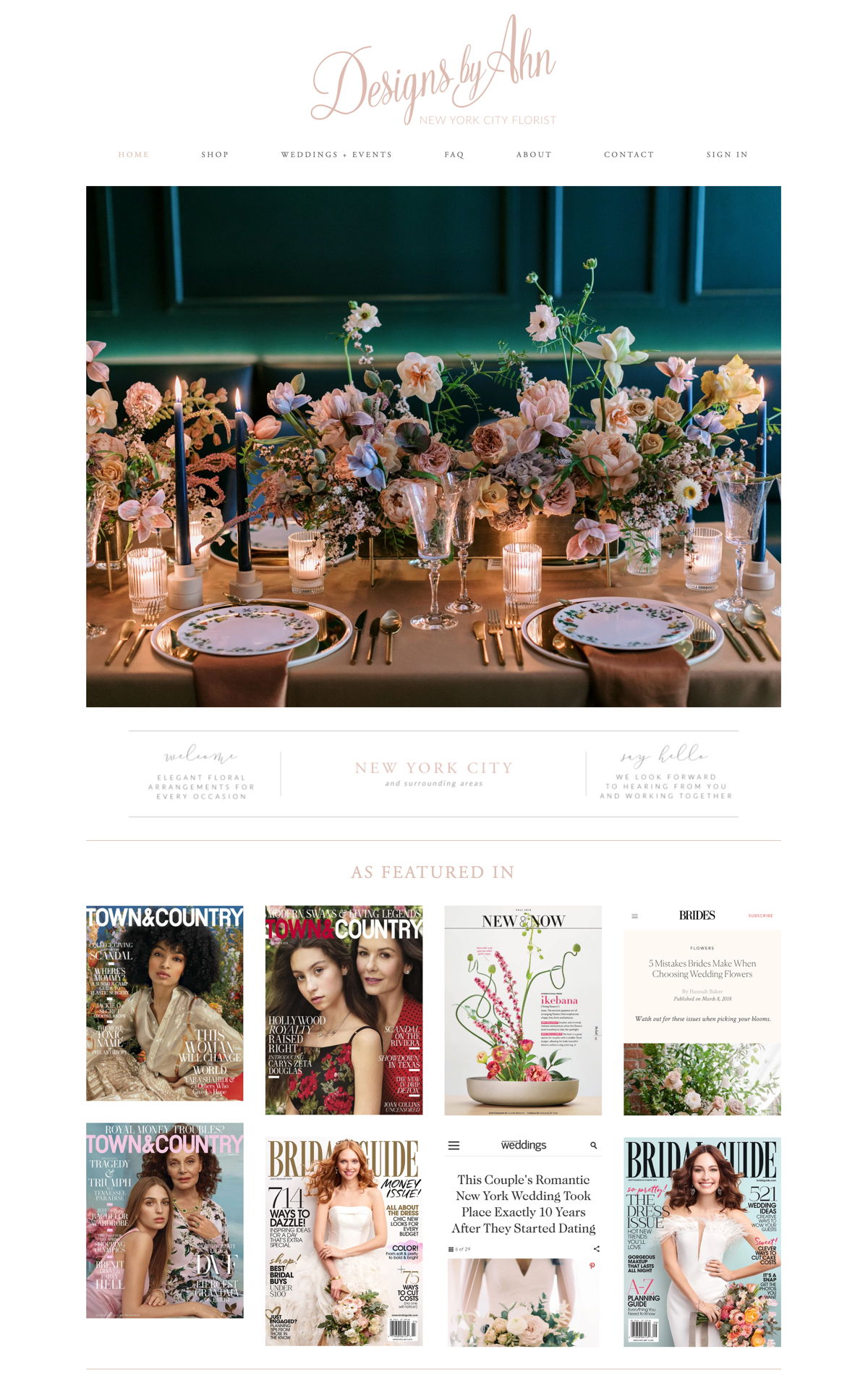 Screenshot of Designs by Ahn, from the florist & flower shop websites collection.