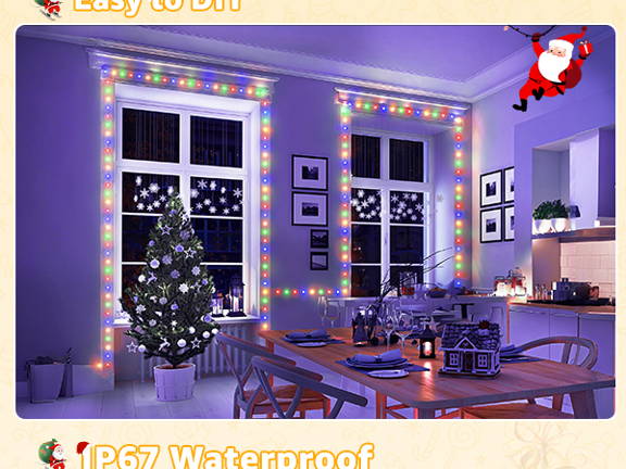 Features of Ollny's 800 leds clear cable cool white string lights - mobile size