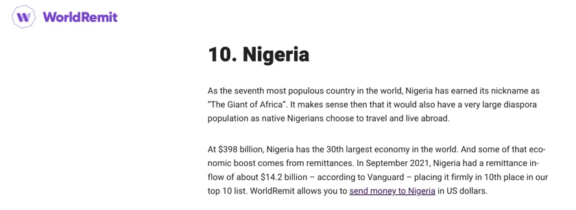 Nigeria was among the top 10 recipients of remittances in 2021.