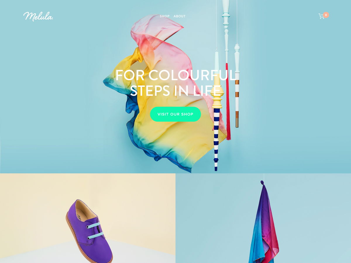 Screenshot of Melula, from the ecommerce websites collection.
