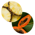 slices of papaya and pineapple