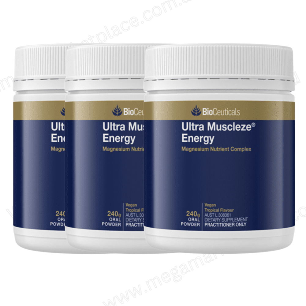 Lot of 3| Bioceuticals Ultra Muscleze Energy 240G Powder Austl : 308361