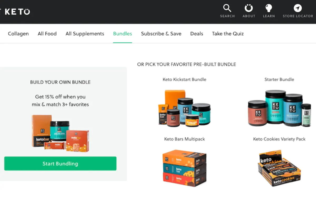 perfect keto example about Shopify product bundles