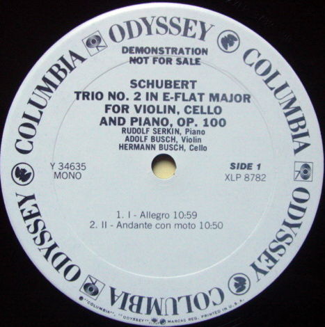 Columbia Odyssey / BUSCH-SERKIN, - Schubert Trio No.2, ...
