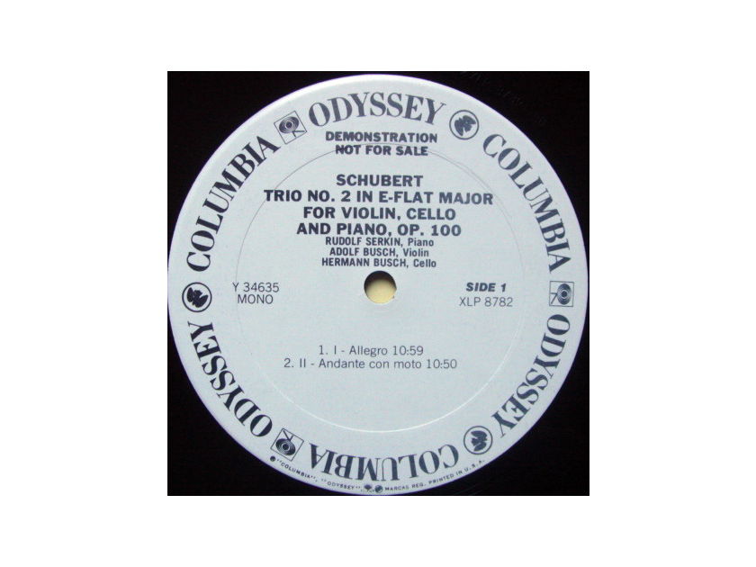 Columbia Odyssey / BUSCH-SERKIN, - Schubert Trio No.2, MINT, White Promo Copy!
