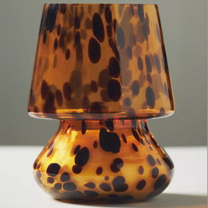 Cheena Woody Ambered Topaz Glass Mushroom Lamp Candle