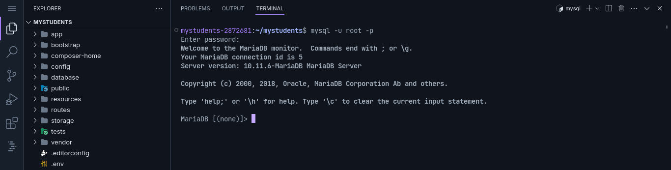 Terminal MySQL