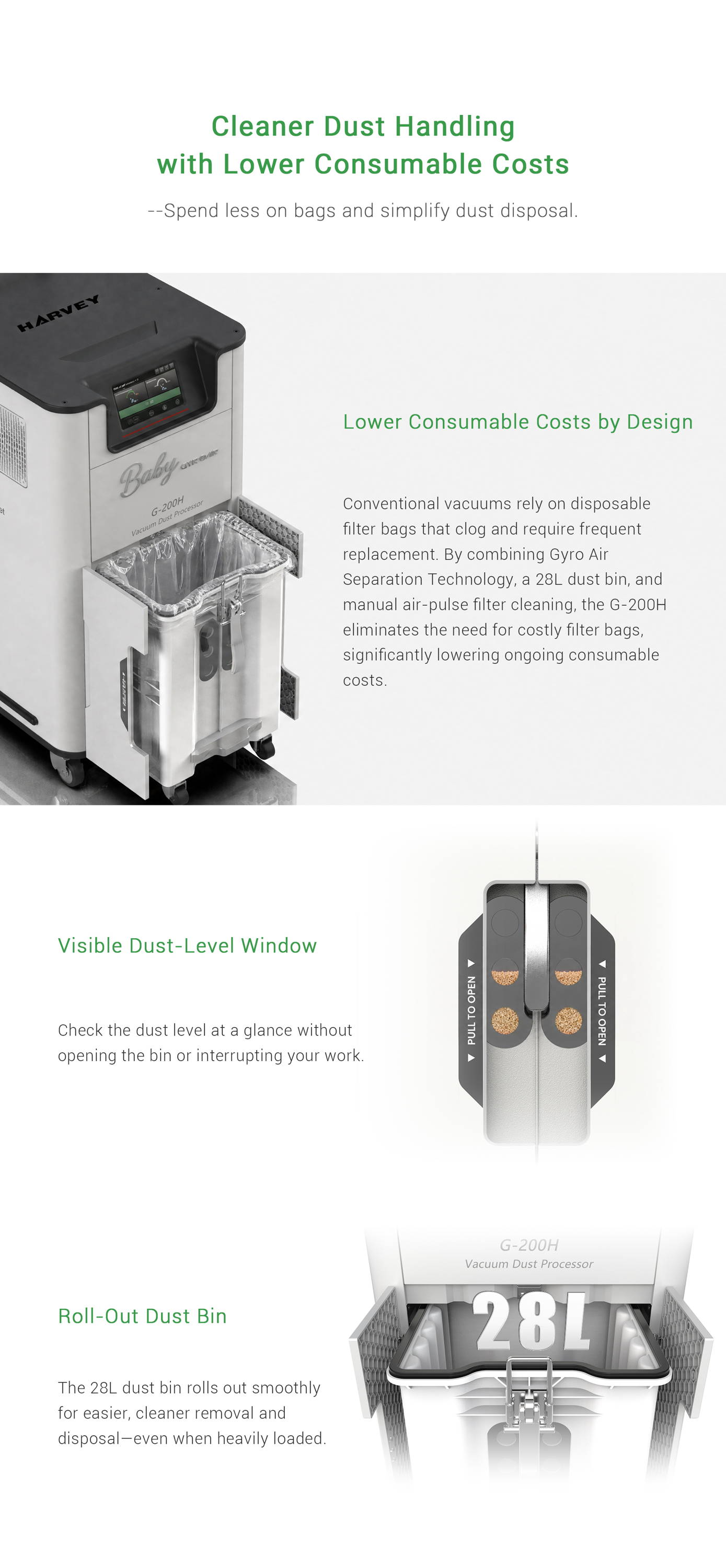 GYRO AIR G-700 Dust Processor for dust collection and extraction front view with control panel pressure gauge and 6 inch inlet