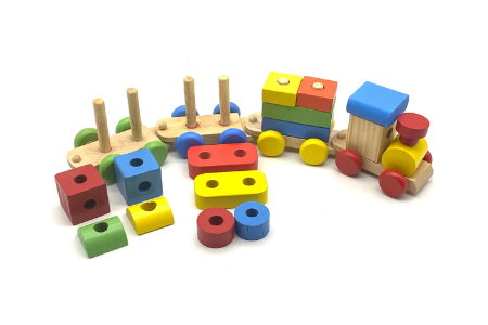 Wooden Puzzle Shapes Stacking Train-18 pieces - Image 2