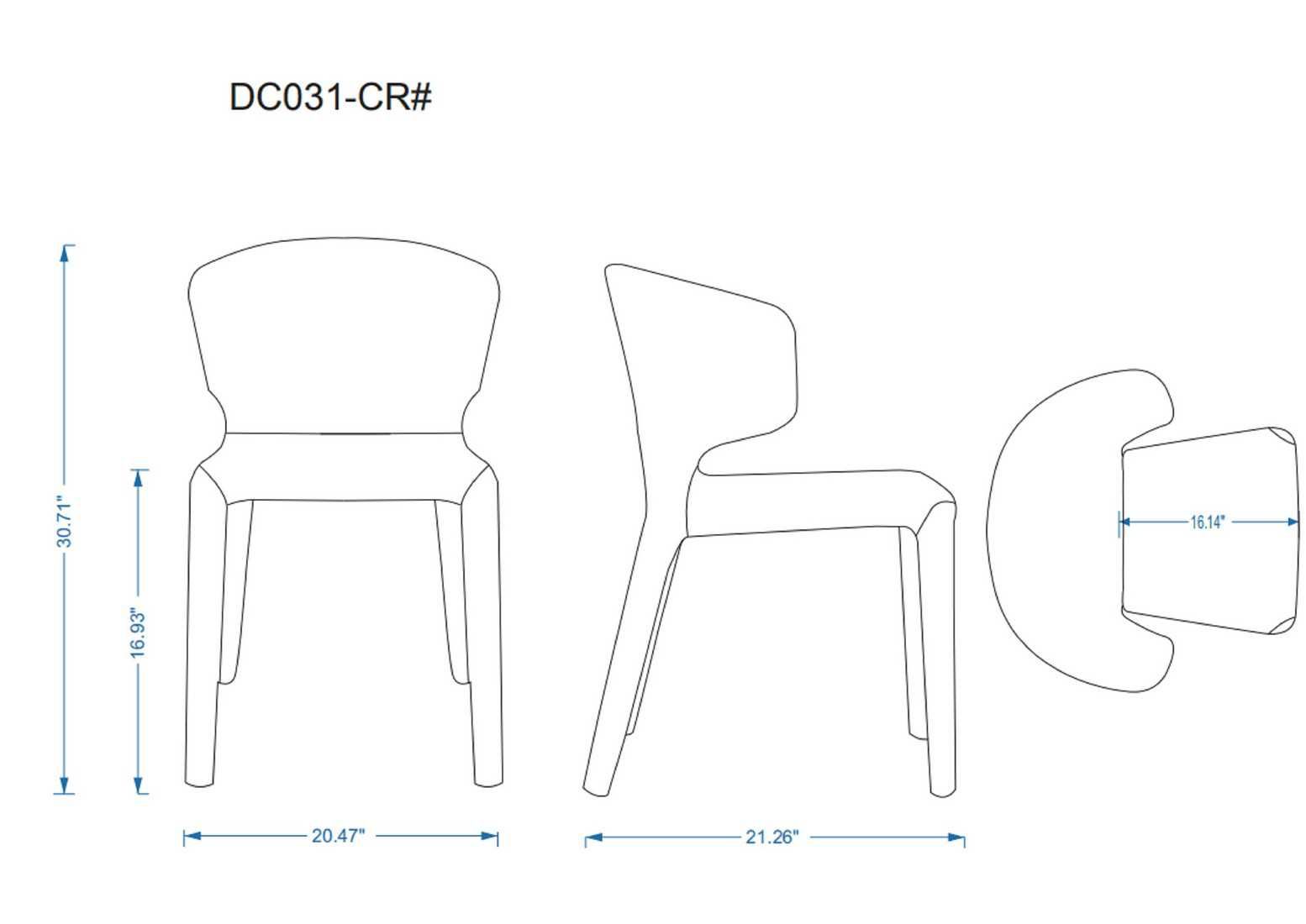 Weight and Dimension (Length, Depth, Width, Height) of Mondella Delice Faux Leather Dining Chair from Dining Table Mart (MON004501 / MON004502)
