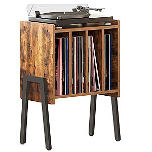 End Table with Vinyl Holder Display Shelf