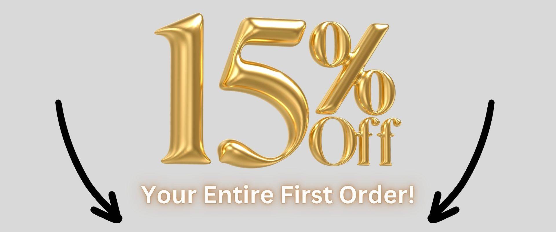 discount code for 15 percent off your entire first order