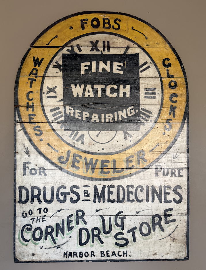 Large Hand-Painted Wooden Advertising Sign - Fobs Watches, Clocks ...