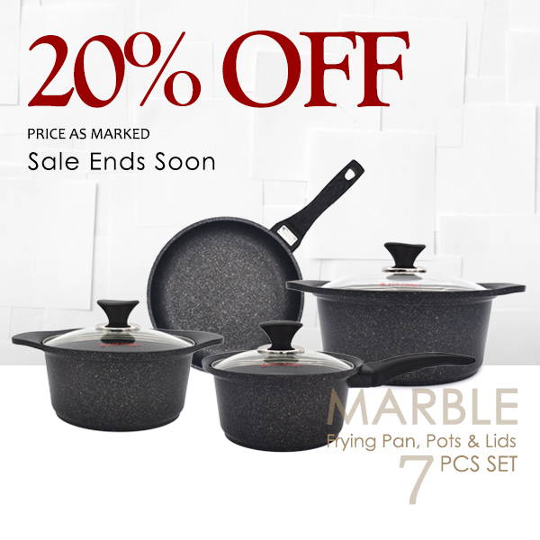ACE COOK 20% Off Special Sale-Marble Pan & Pots 7 Pcs Set 