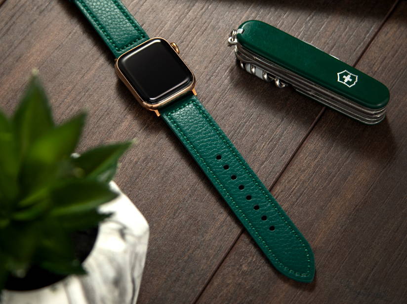 Green Leather Vegan Apple Watch straps