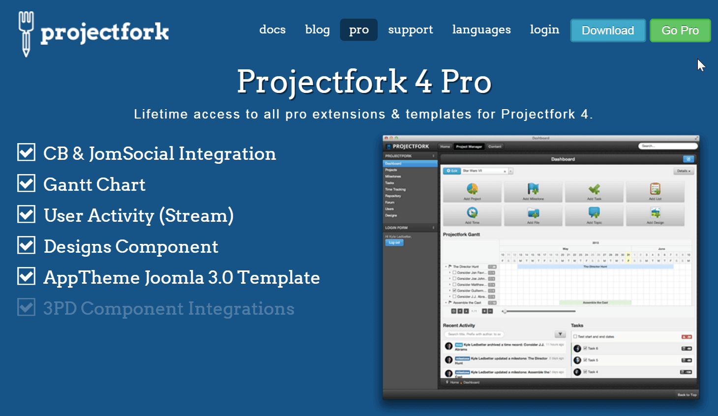 Projectfork - управление проектами в Joomla