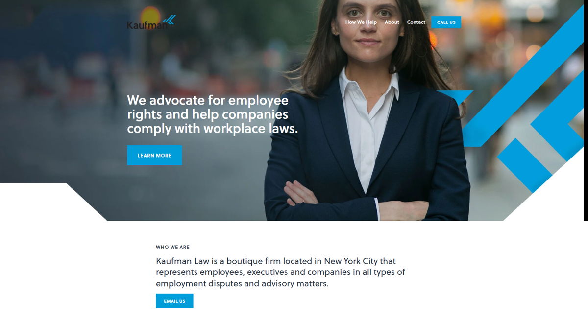Screenshot of Kaufman Law, from the brochure websites collection.