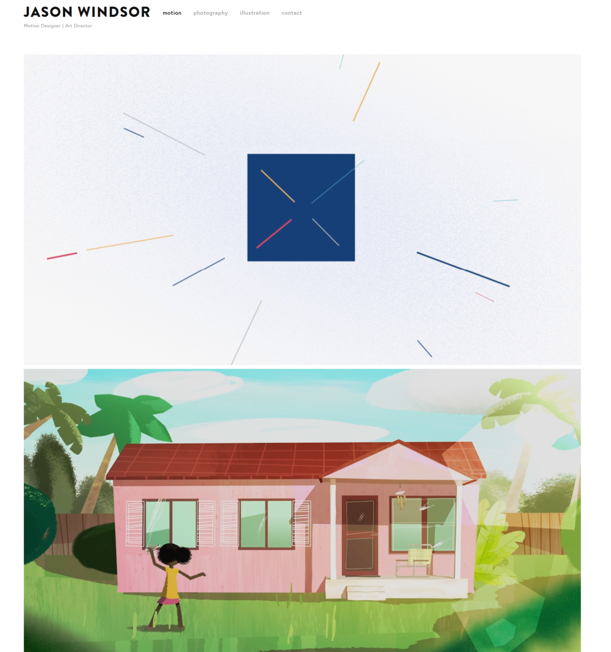 Screenshot of Jason Windsor, from the motion design portfolios collection.