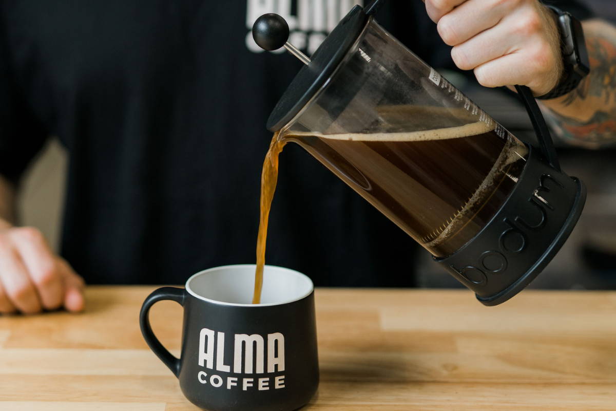 French Press pouring coffee