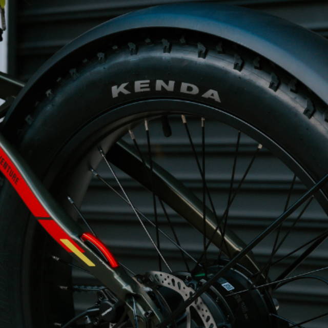 the rear wheel on an aventon aventure electric fat tire bike