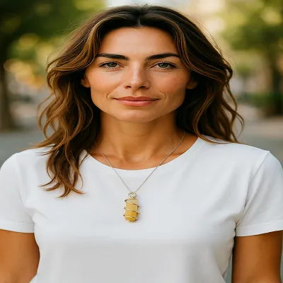 Citrine Cage Crystal Pendant - Includes Leather Band