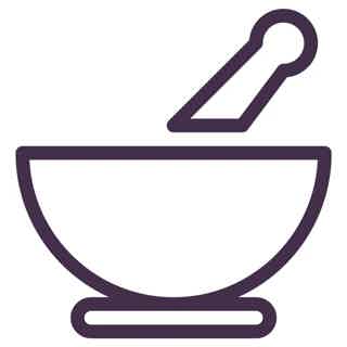 Simple line icon of a mortar and pestle, representing pharmacy, medicine preparation, or herbal remedies.